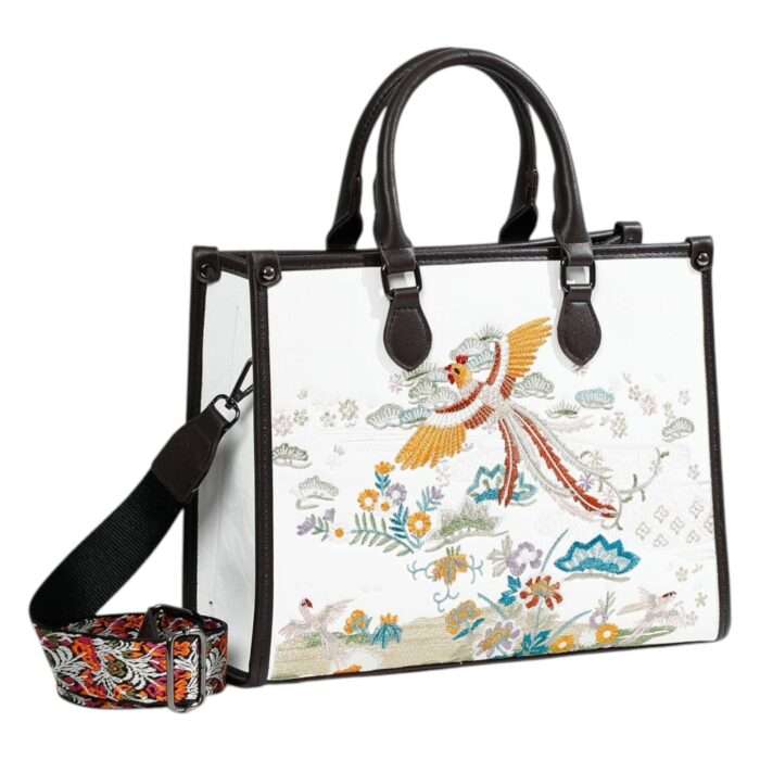 Embroidered PU Leather Handbag